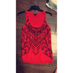 Red and black express top.